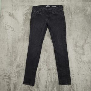 7 For all Mankind Jeans Women Size 29 Black Denim Skinny Leg 5 Pocket Design